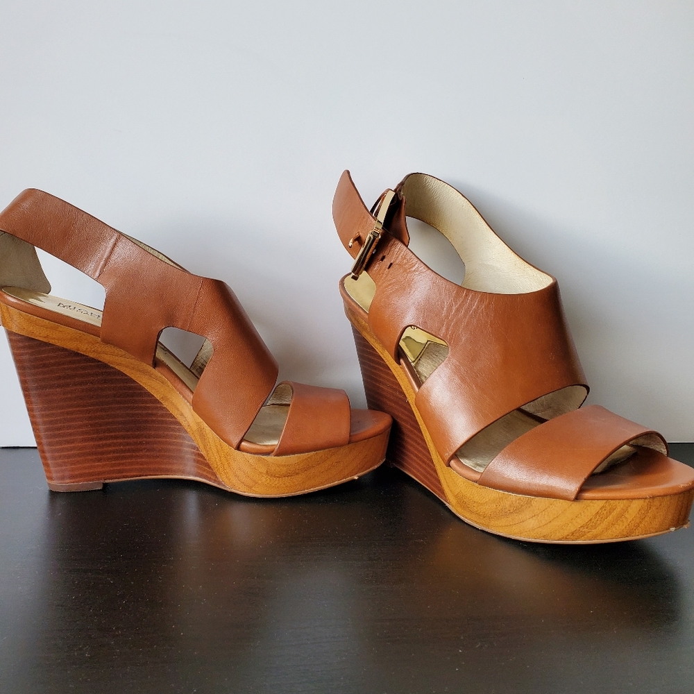 Michael Kors Brown Wedge Heels Size 7.5